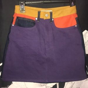 Color blocked jean skirt